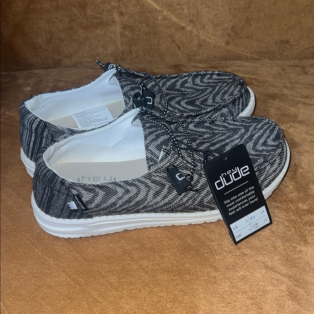 Hey Dude Gray and White Patterned Slip-Ons